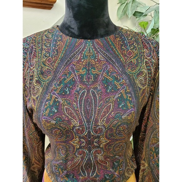 Vintage Joan Sparks for Daniel Barrett Paisley Wool Midi Dress Small - Picture 5 of 15